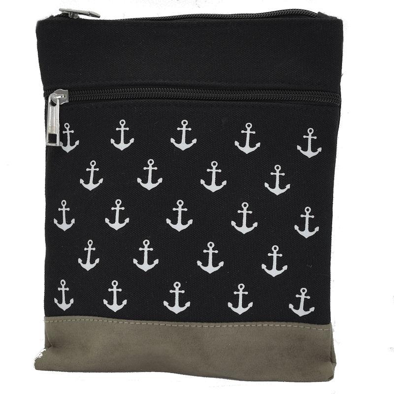 Handtasche Patchwork Crossbag Anker schwarz